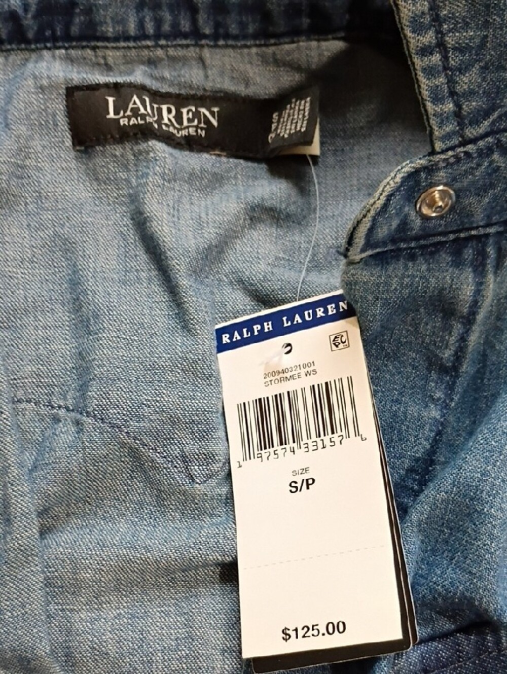Ralph Lauren Light Blue Denim Snap Western Shirt Size S - Picture 2 of 2